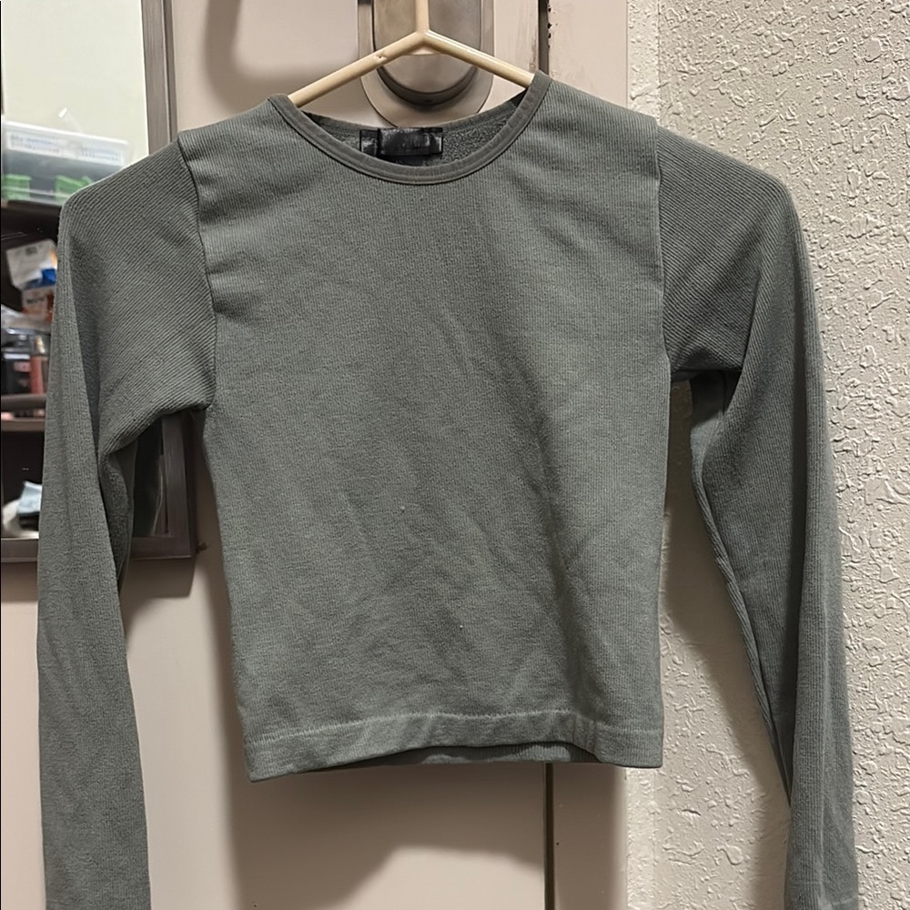Green Fitted Crop Sweatshirt